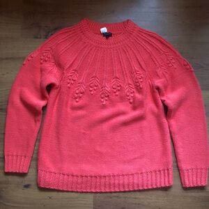 Talbots coral cotton knit yoke sweater Size L